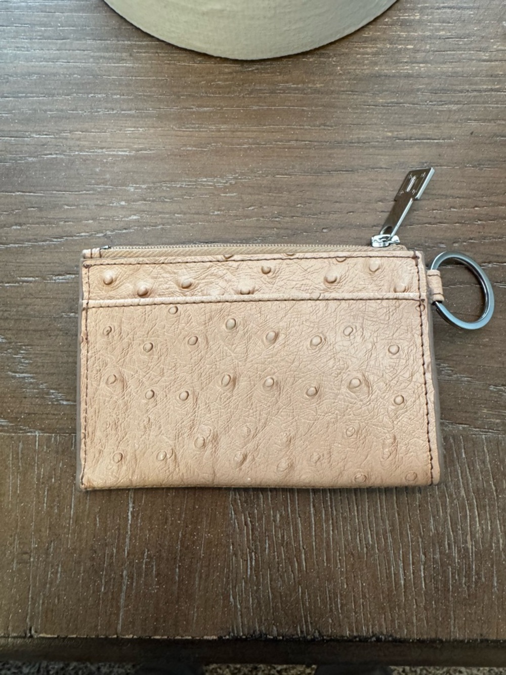 Oventure Beige Textured Zip Card Wallet with Keyring - Picture 2 of 2